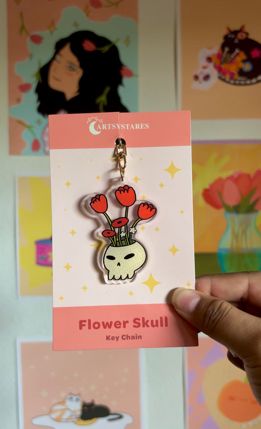 Flower Skull Keychain