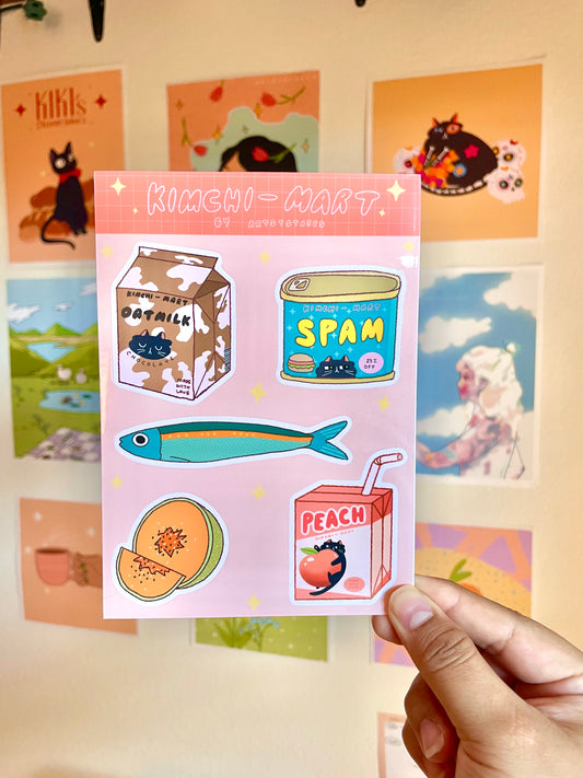 Kimchi Cat Mart Sticker Sheet