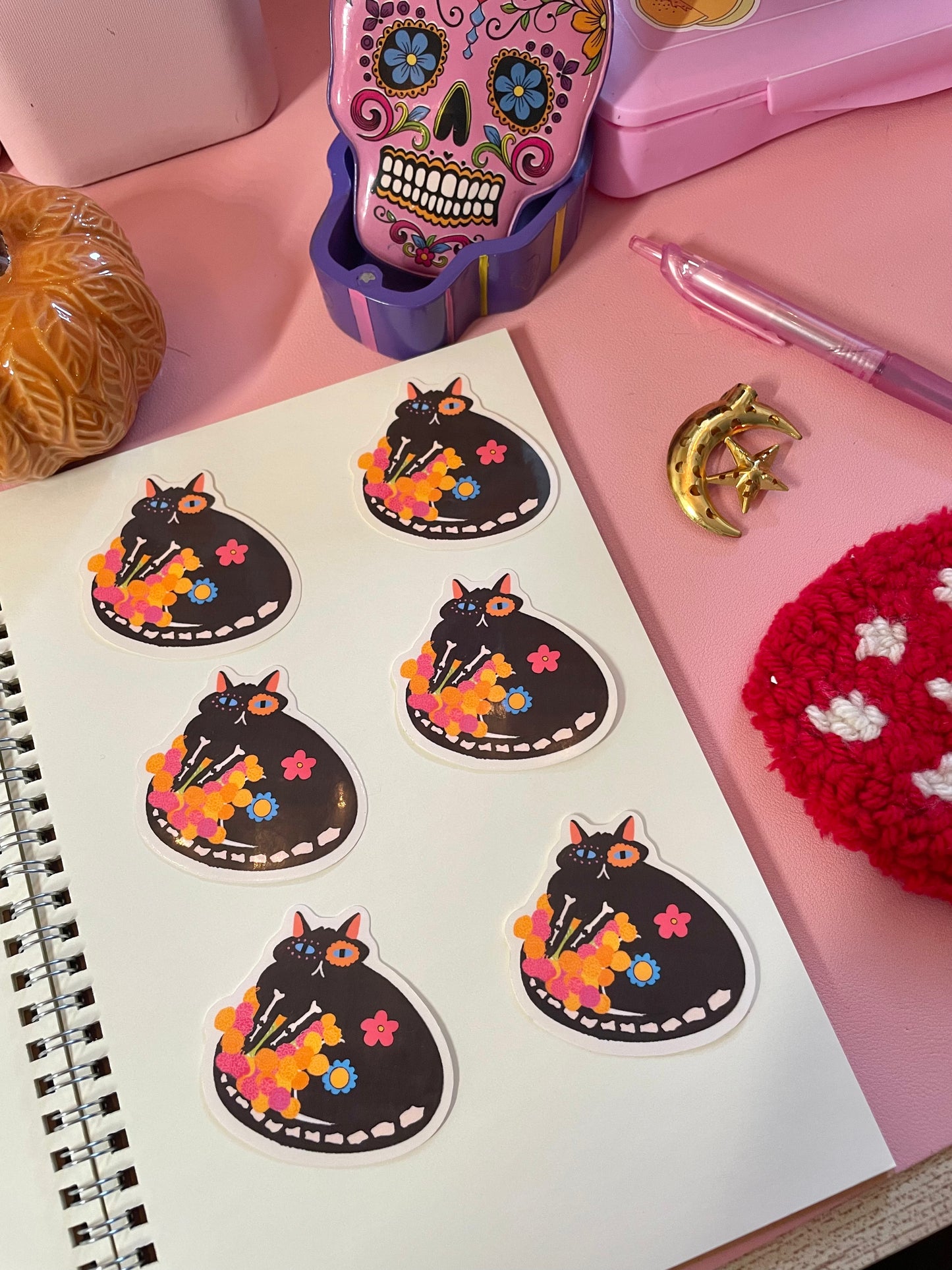 Kitty De Los Muertos Stickers